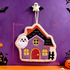 Haunted House Hand Towel — Halloween Coral Fleece Hanging Kitchen Towel